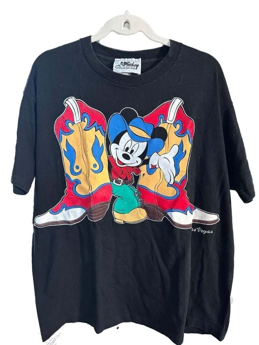 Vintage Mickey by Jerry Leigh Las Vegas Cowboy Boots T-Shirt One Size Fits All